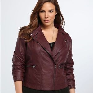 Faux burgundy leather jacket